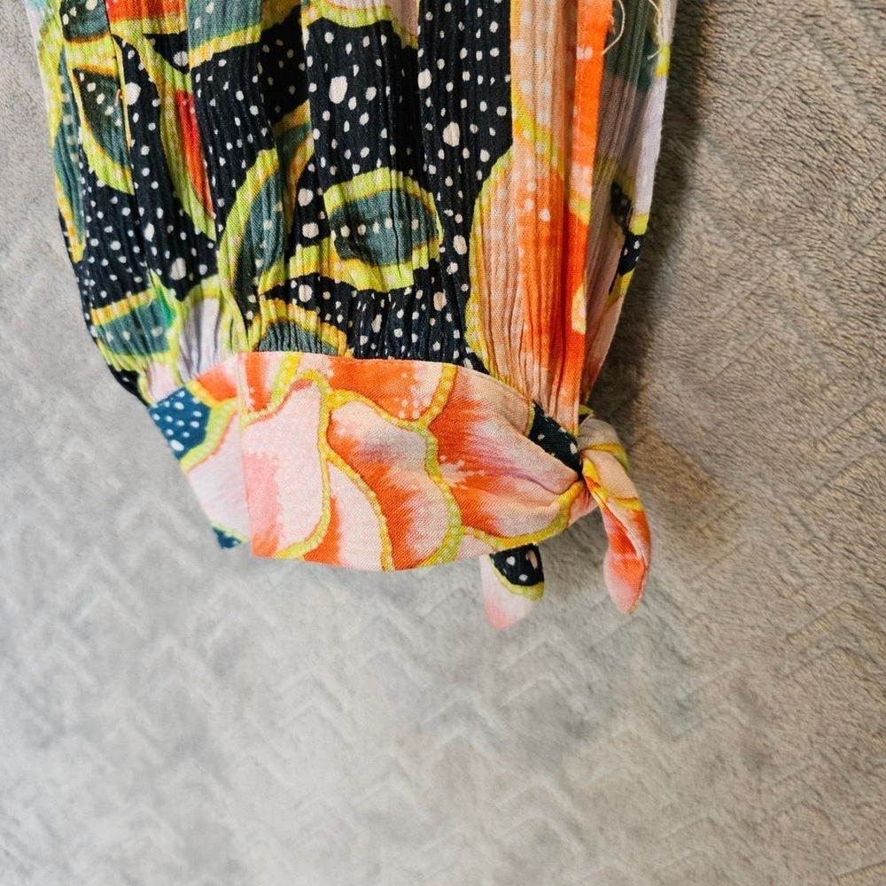 Mara Hoffman Floral Jumpsuit L Vibrant Tropical Wide Leg Boho Resort Vacation - Picture 7 of 8
